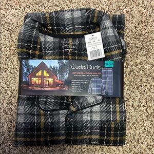 Cuddl Duds Black and Yellow Plaid Pajama Set